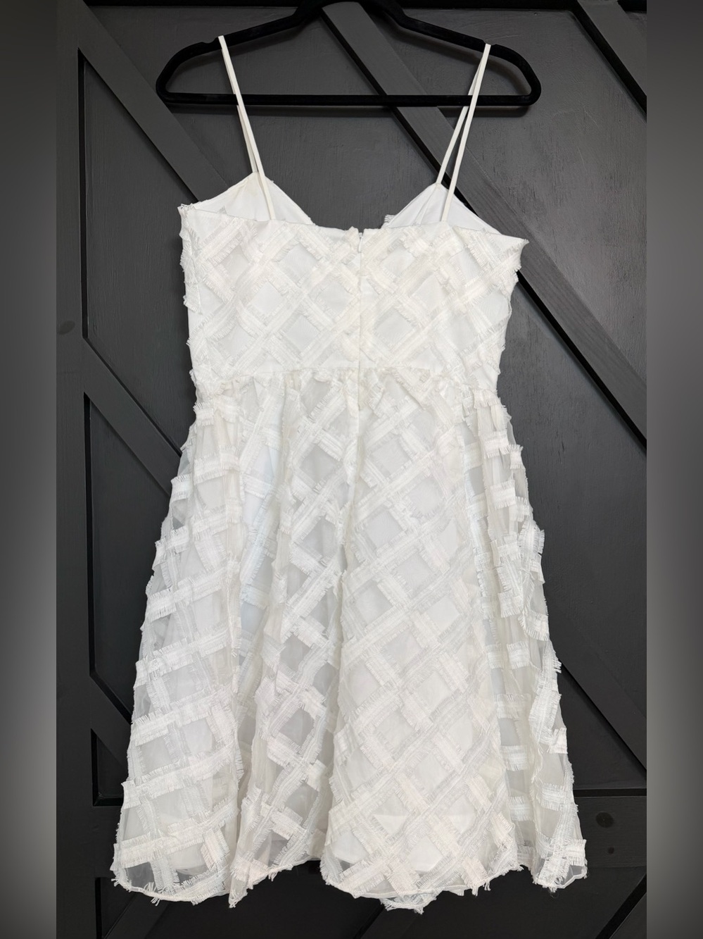 NWT ZAC Zac Posen White Textured Plaid Mini Dress, Size 6 - Picture 6 of 11